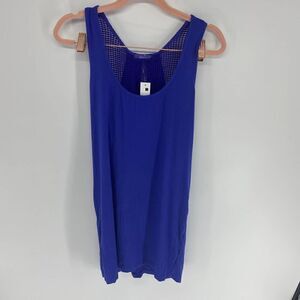 LA Made Purple Mesh back overlap Mini casual dress NWT womens small